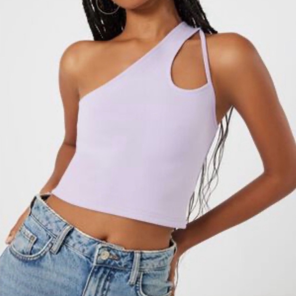Forever 21 Lavender One Shoulder Crop Top  Size Large